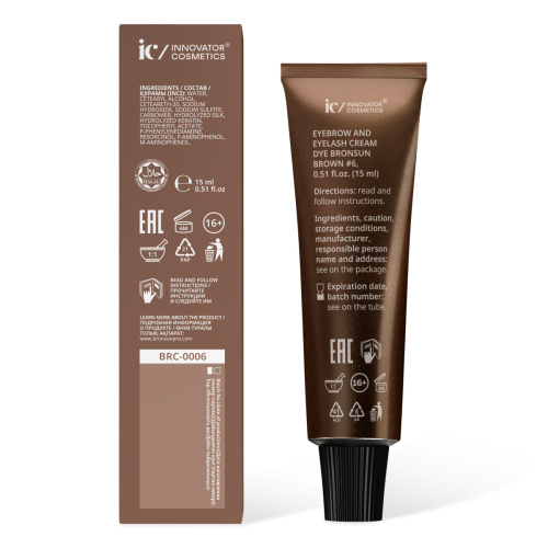 Крем-краска для бровей и ресниц BRONSUN, цвет коричневый #6, 15 мл фото 4